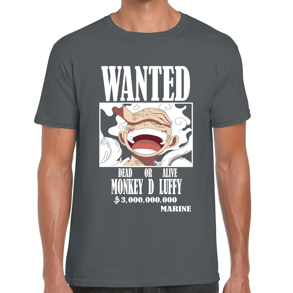 Playera Luffy Wanted One Piece Algodón Premium #0001644