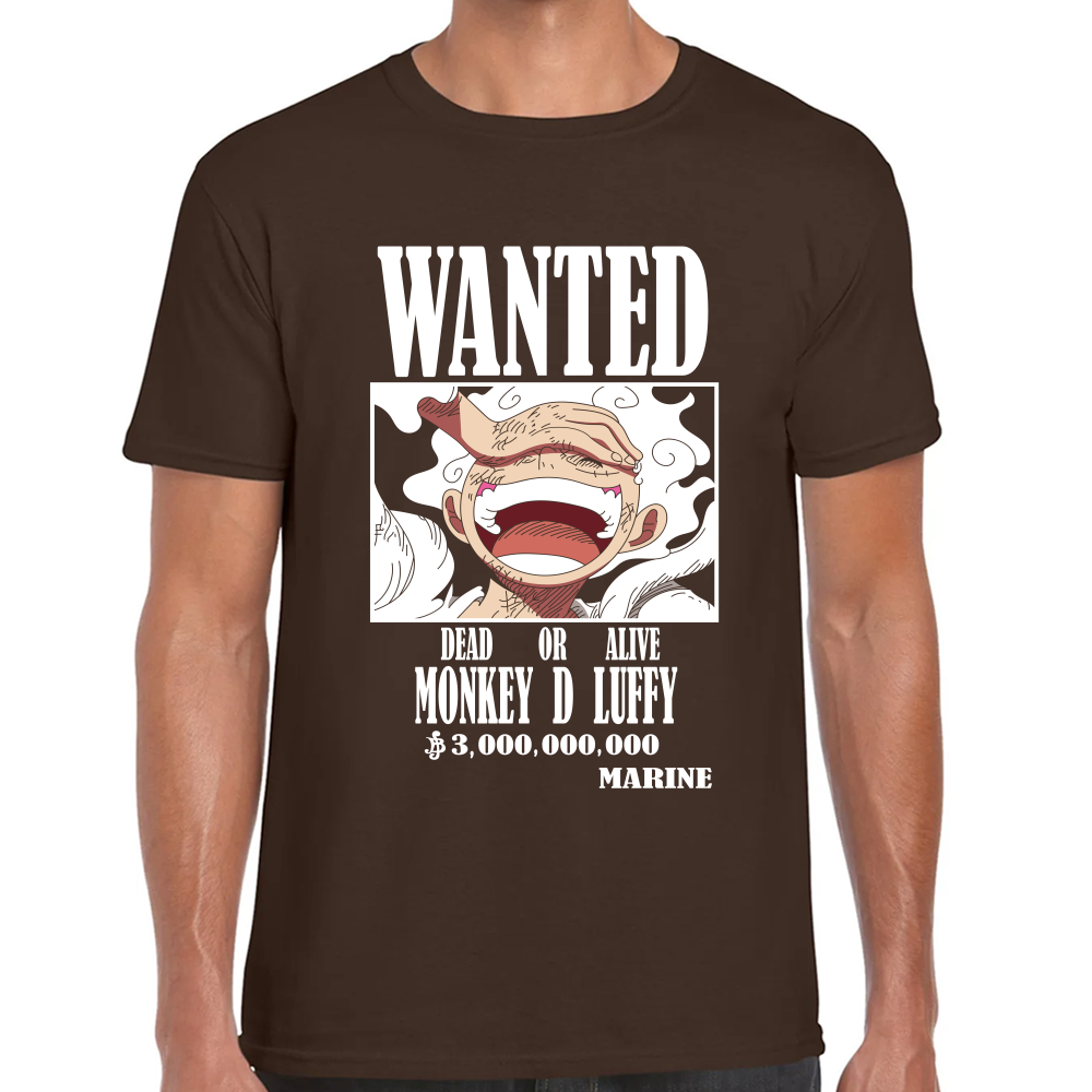 Playera Luffy Wanted One Piece Algodón Premium #0001644