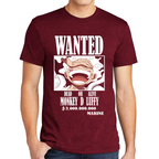 Playera Luffy Wanted One Piece Algodón Premium #0001644