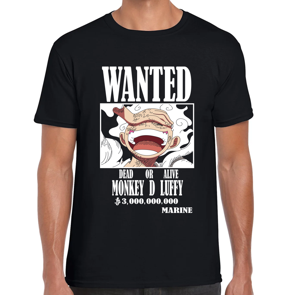 Playera Luffy Wanted One Piece Algodón Premium #0001644