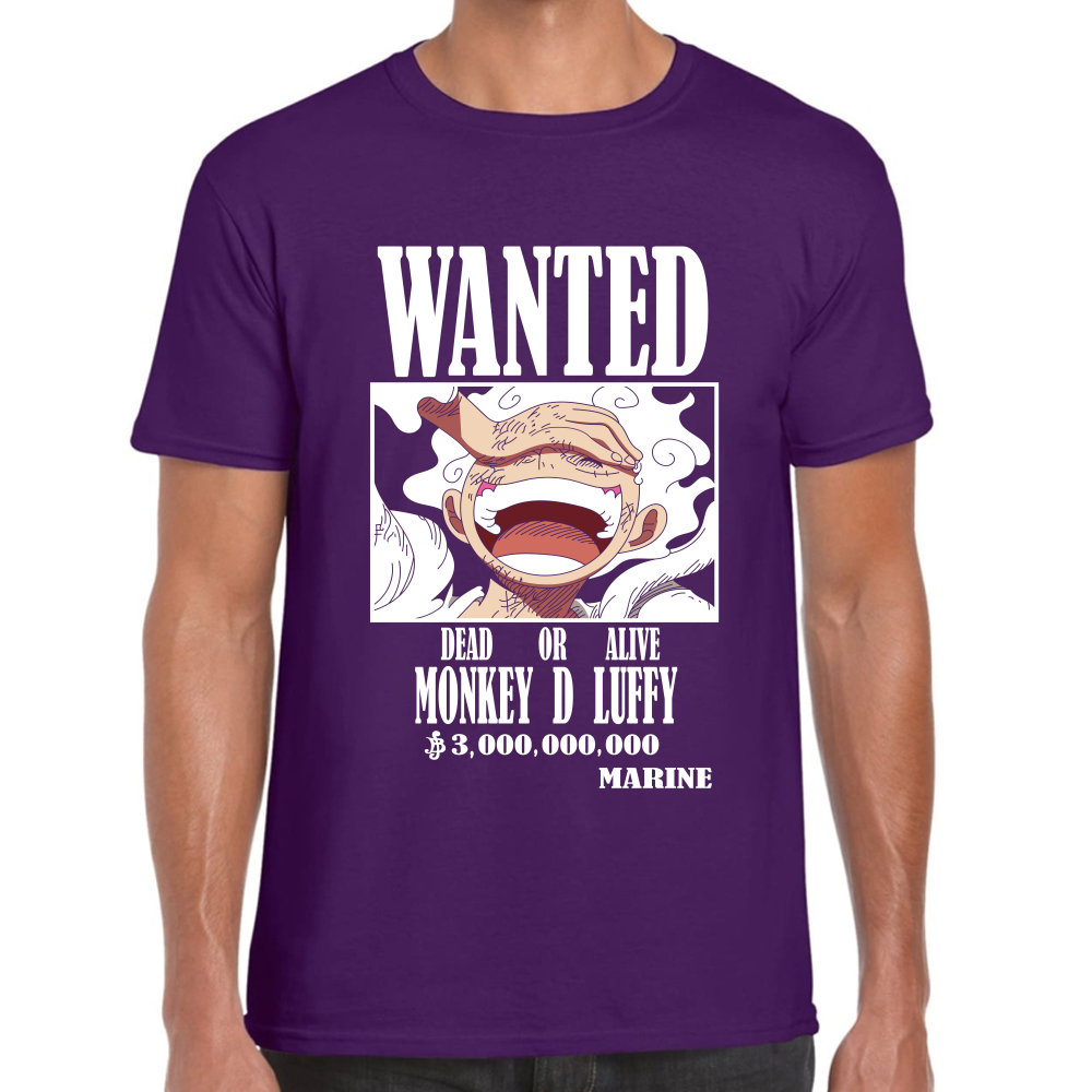 Playera Luffy Wanted One Piece Algodón Premium #0001644