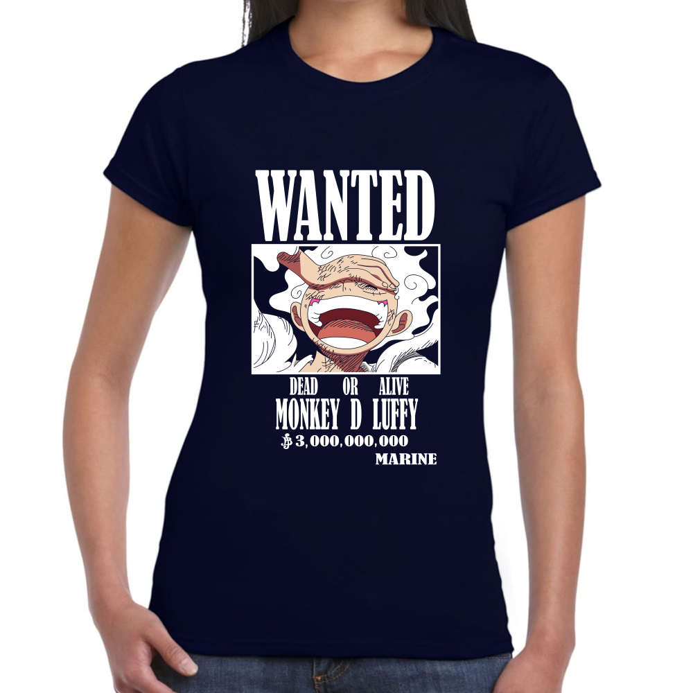 Playera Luffy Wanted One Piece Algodón Premium #0001644