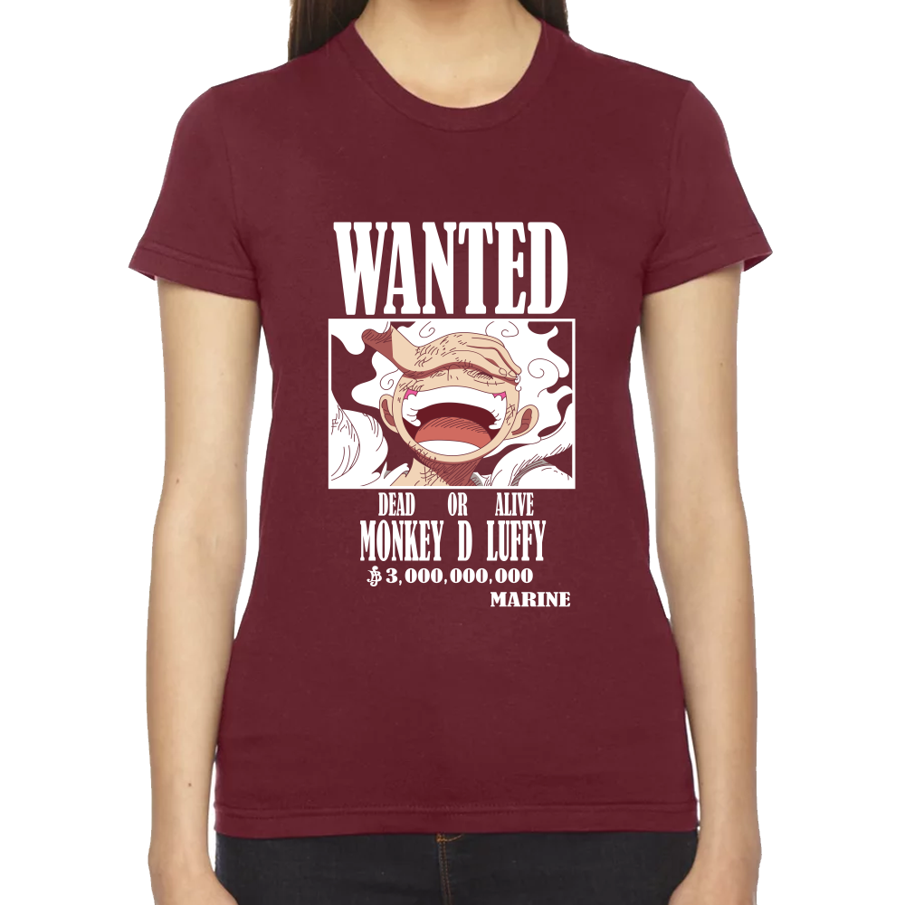 Playera Luffy Wanted One Piece Algodón Premium #0001644