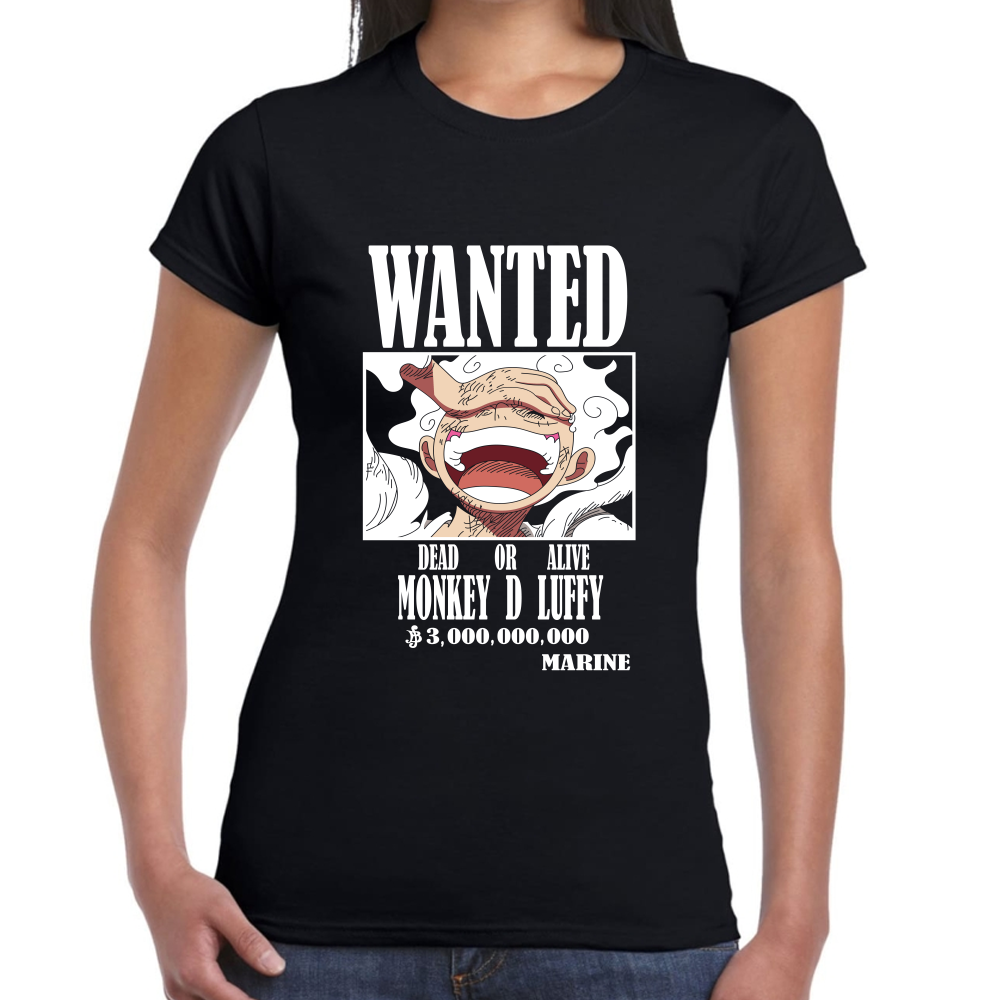 Playera Luffy Wanted One Piece Algodón Premium #0001644