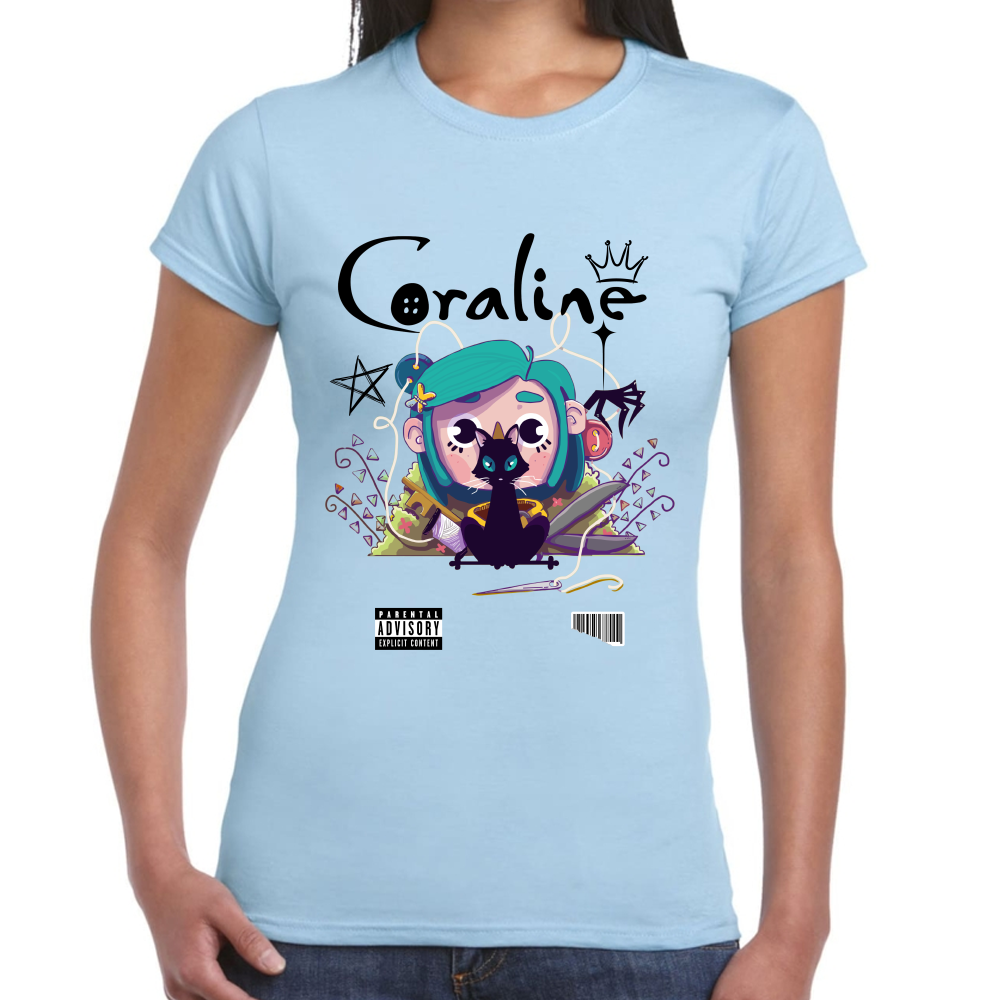 Playera Coraline & Gato Algodón Premium #0001749