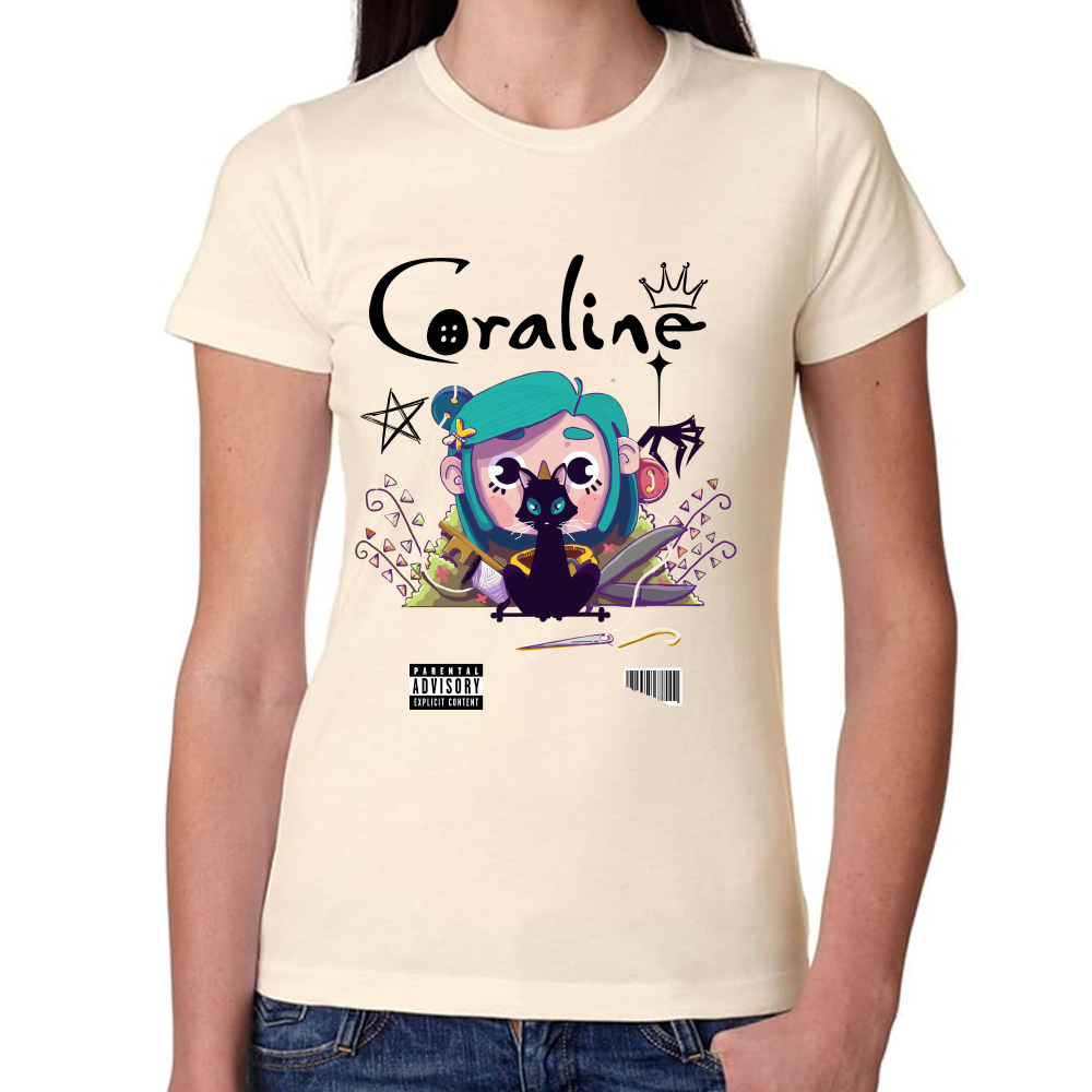 Playera Coraline & Gato Algodón Premium #0001749