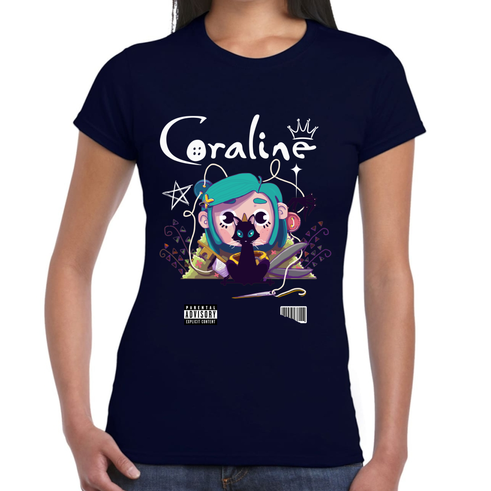 Playera Coraline & Gato Algodón Premium #0001749
