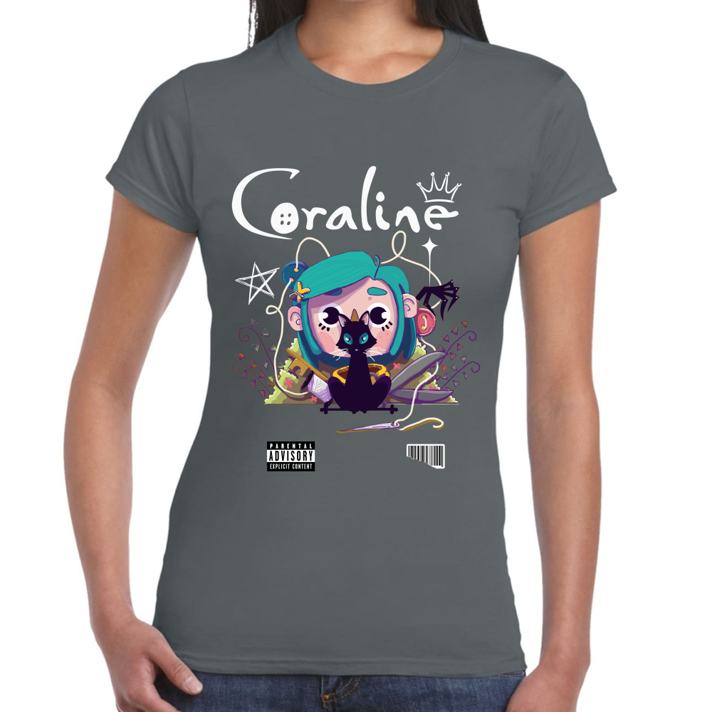 Playera Coraline & Gato Algodón Premium #0001749