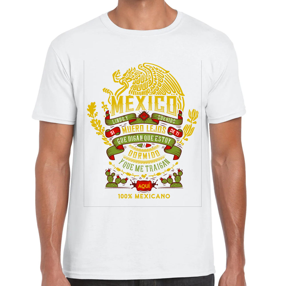 Playera Fiestas Patrias México 100 Mexicano Algodón Premium #0001785