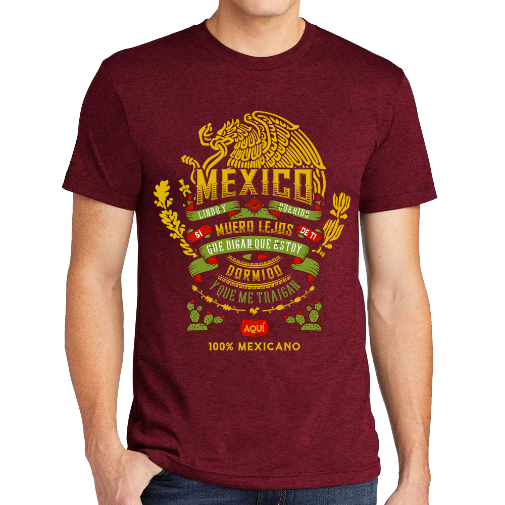 Playera Fiestas Patrias México 100 Mexicano Algodón Premium #0001785
