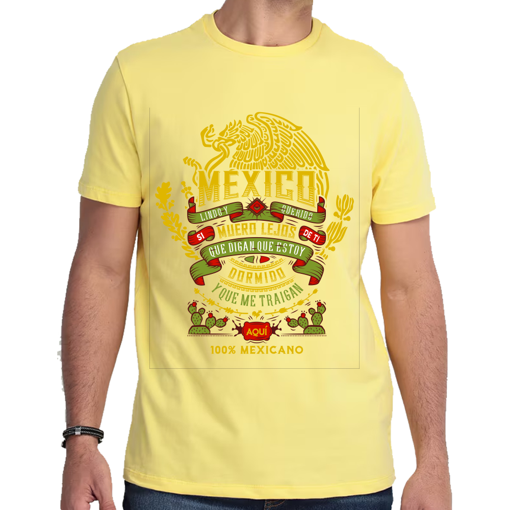 Playera Fiestas Patrias México 100 Mexicano Algodón Premium #0001785