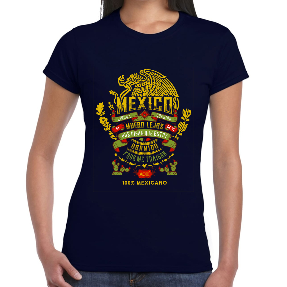 Playera Fiestas Patrias México 100 Mexicano Algodón Premium #0001785