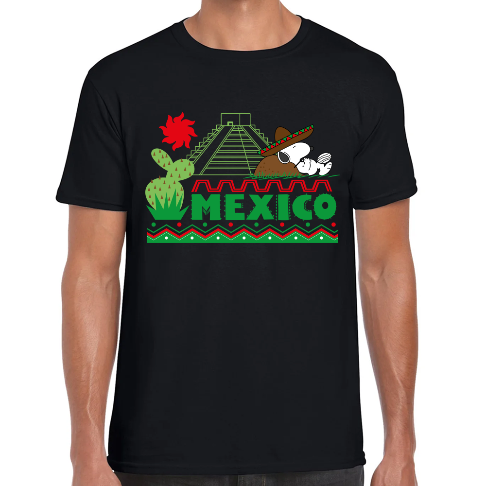 Playera Fiestas Patrias Snoopy Mexicano Algodón Premium #0001795