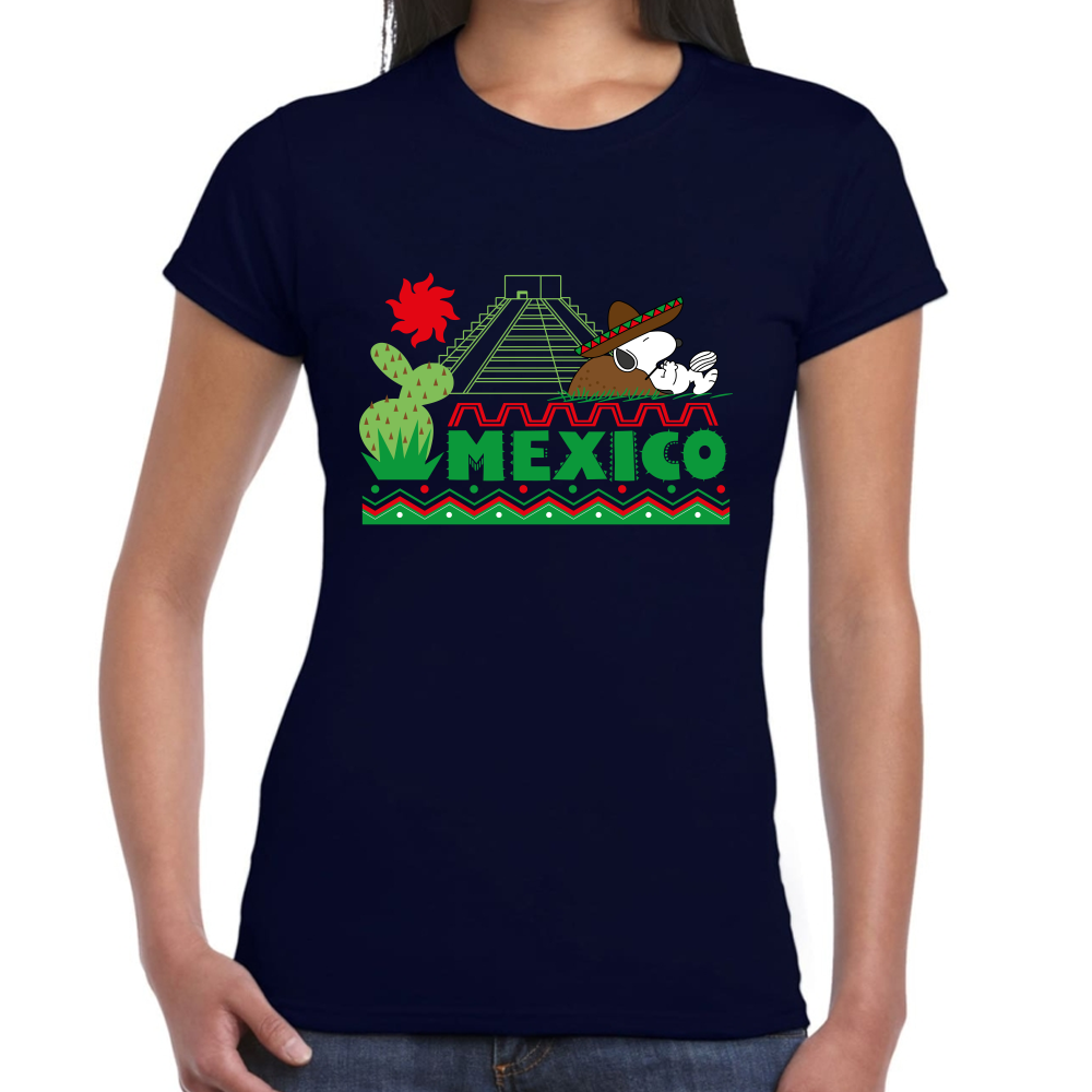 Playera Fiestas Patrias Snoopy Mexicano Algodón Premium #0001795
