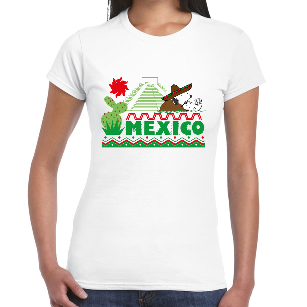 Playera Fiestas Patrias Snoopy Mexicano Algodón Premium #0001795
