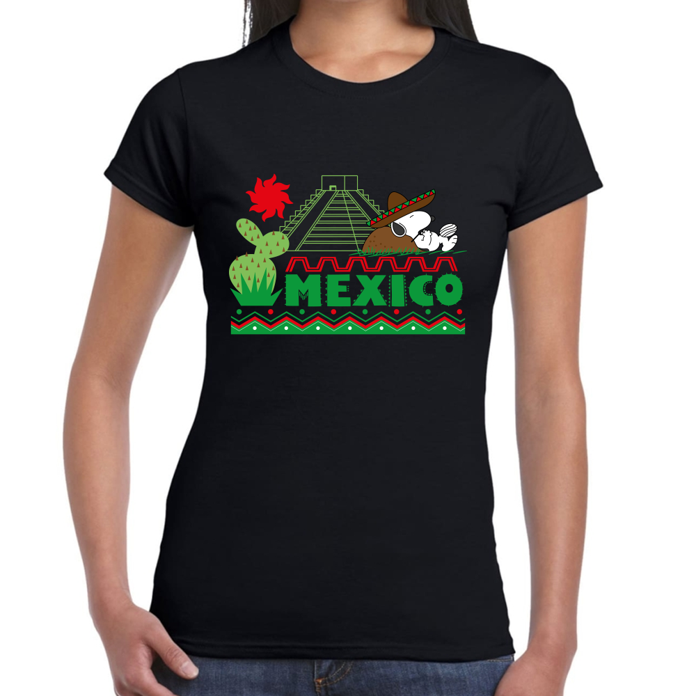 Playera Fiestas Patrias Snoopy Mexicano Algodón Premium #0001795