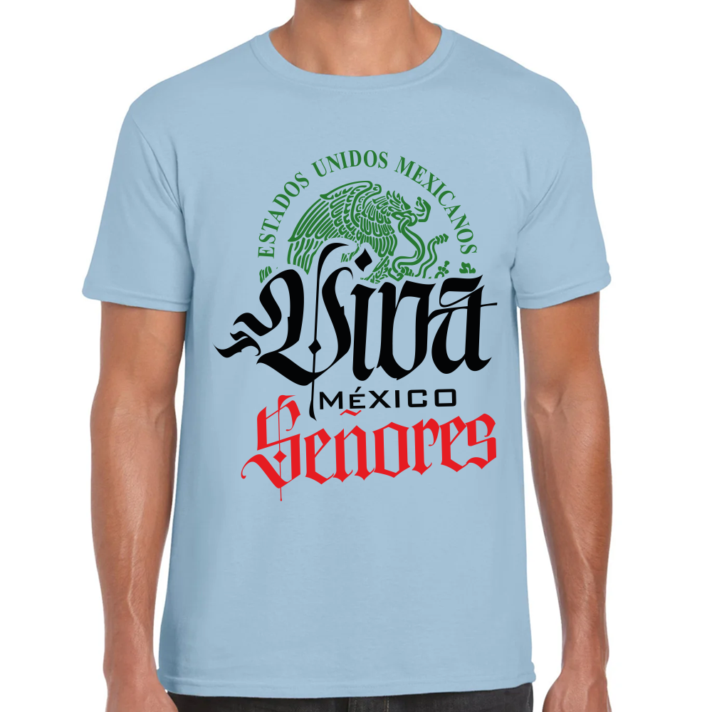 Playera Fiestas Patrias Viva México Señores Algodón Premium #0001804
