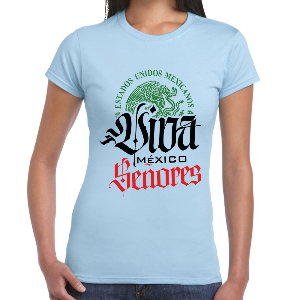 Playera Fiestas Patrias Viva México Señores Algodón Premium #0001804