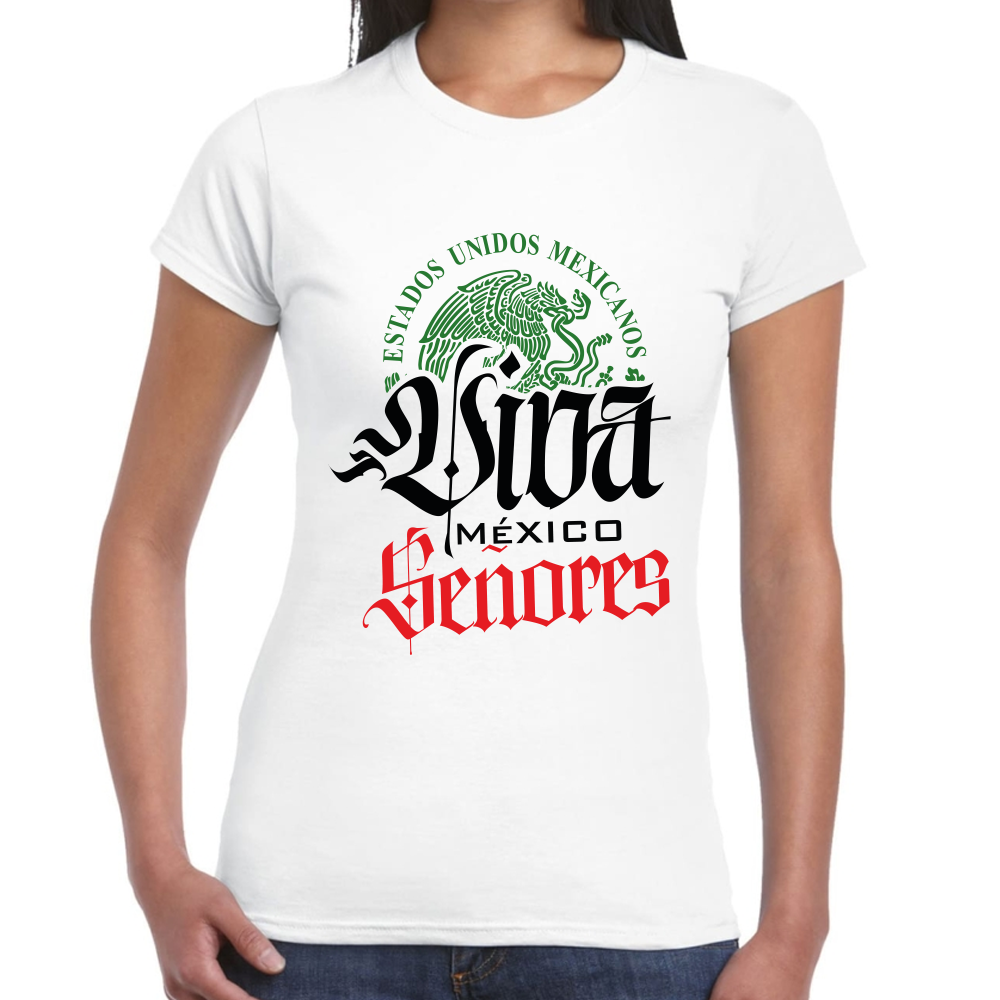 Playera Fiestas Patrias Viva México Señores Algodón Premium #0001804