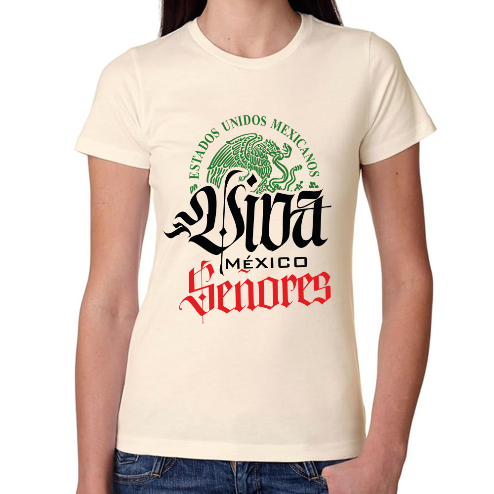 Playera Fiestas Patrias Viva México Señores Algodón Premium #0001804