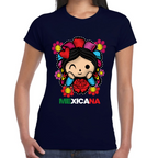 Playera Fiestas Patrias Muñeca Mexicana Algodón Premium #0001810