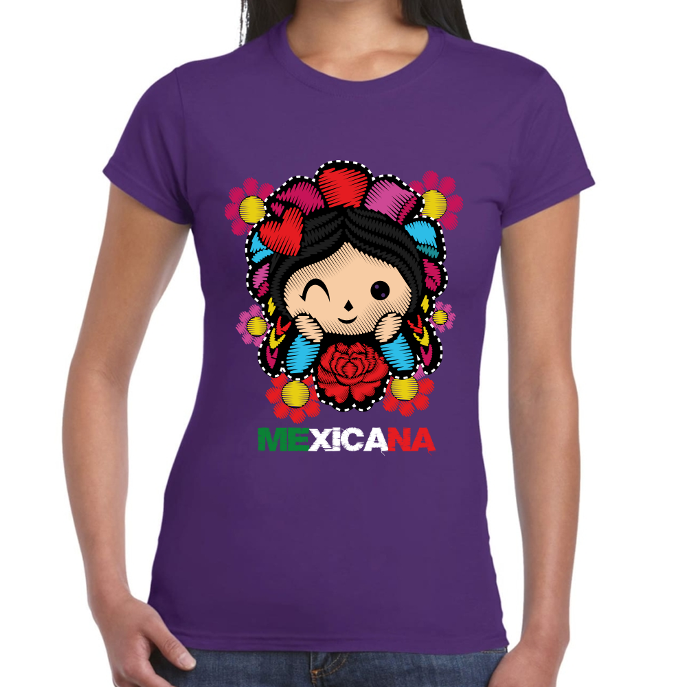 Playera Fiestas Patrias Muñeca Mexicana Algodón Premium #0001810