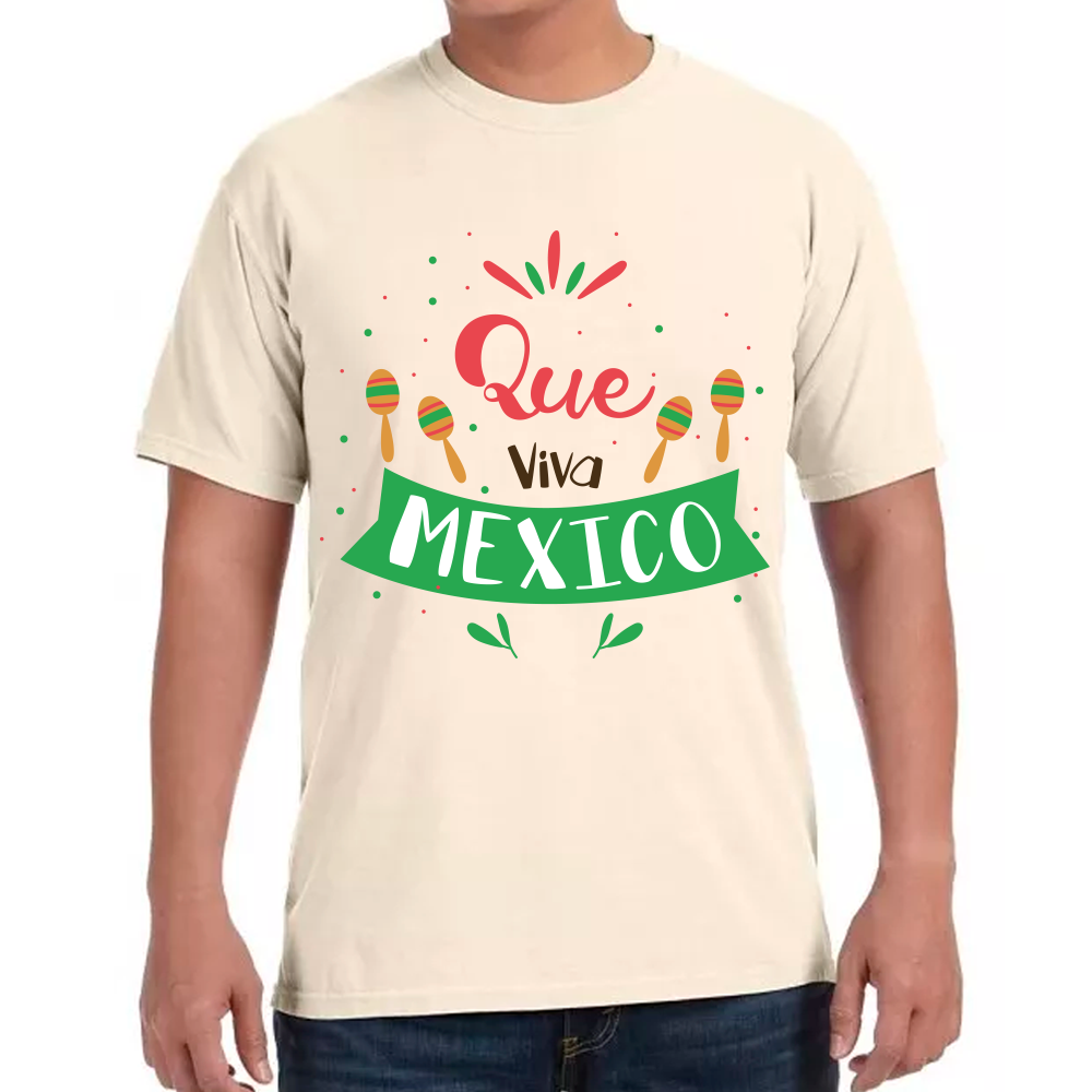 Playera Fiestas Patrias Que Viva México Algodón Premium #0001815