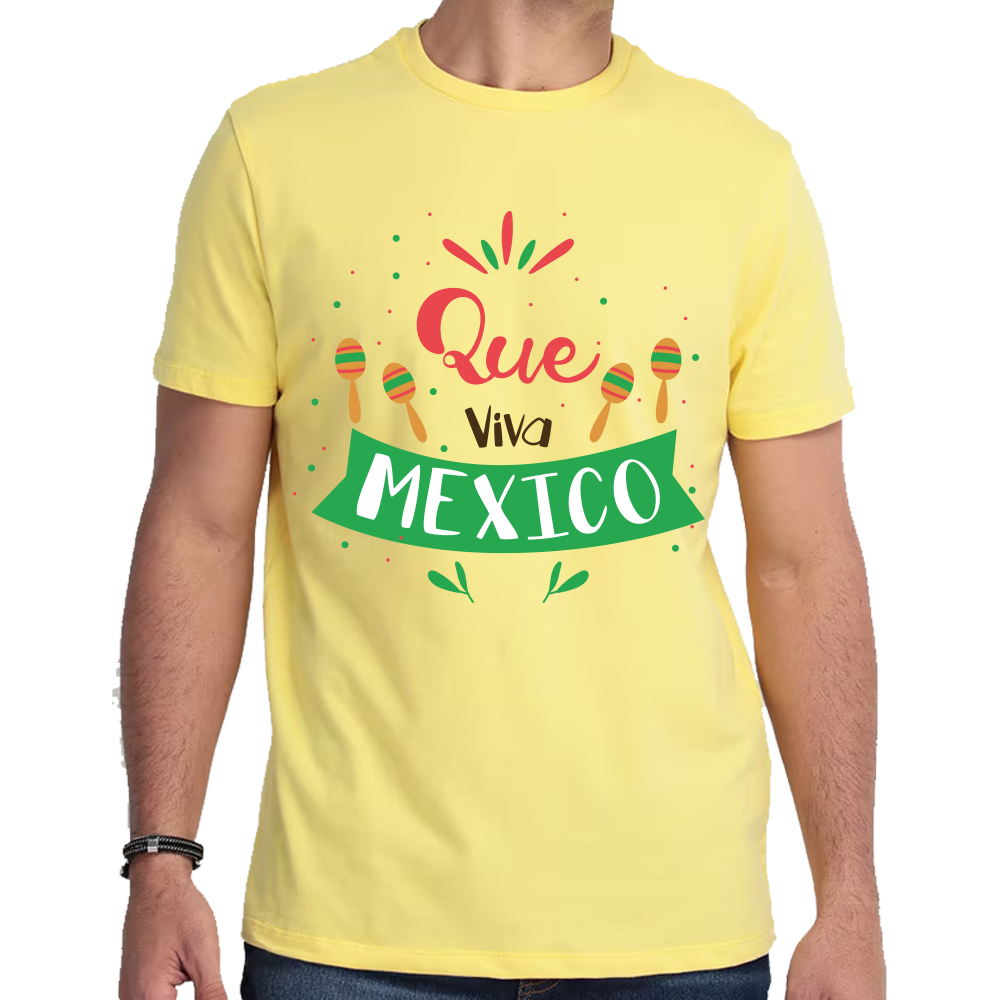 Playera Fiestas Patrias Que Viva México Algodón Premium #0001815