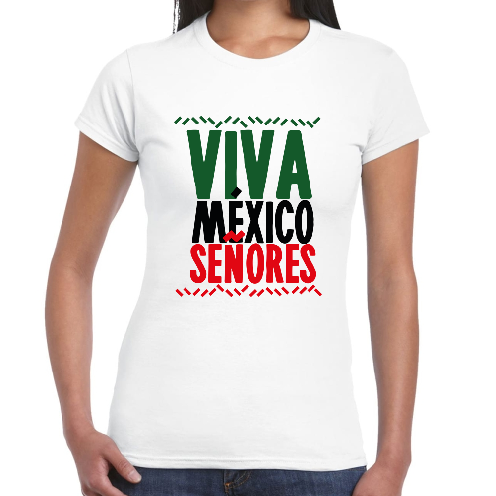Playera Fiestas Patrias Viva México Señores Algodón Premium #0001832