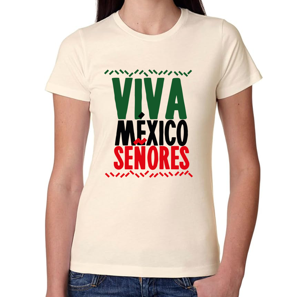 Playera Fiestas Patrias Viva México Señores Algodón Premium #0001832