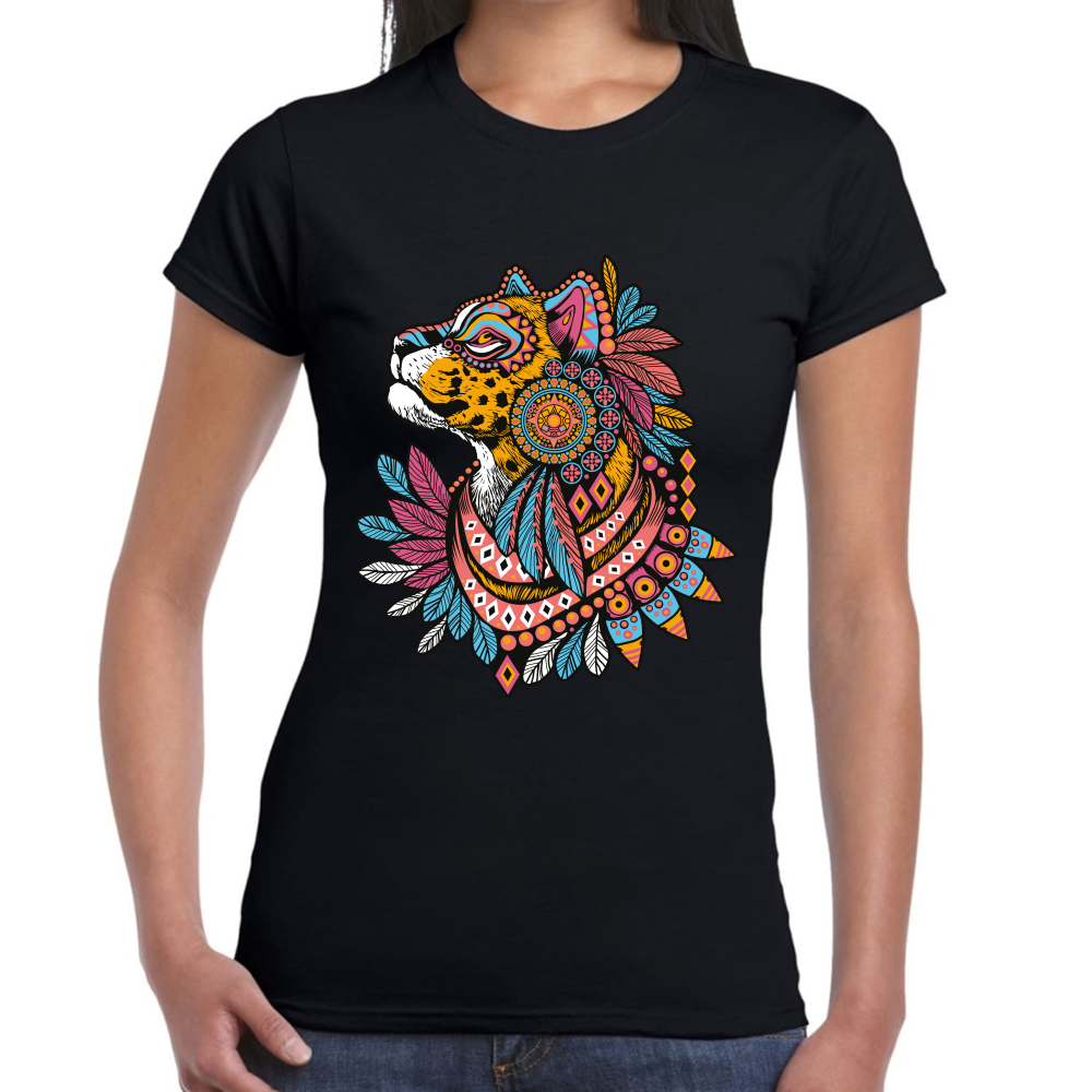 Playera Fiestas Patrias Felino Azteca Algodón Premium #0001840