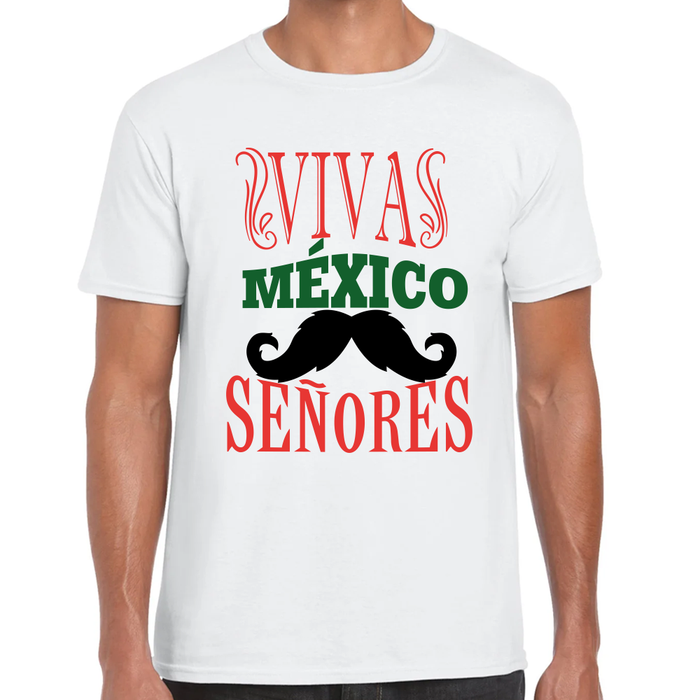 Playera Fiestas Patrias Viva Mexico Señores Algodón Premium #0001878