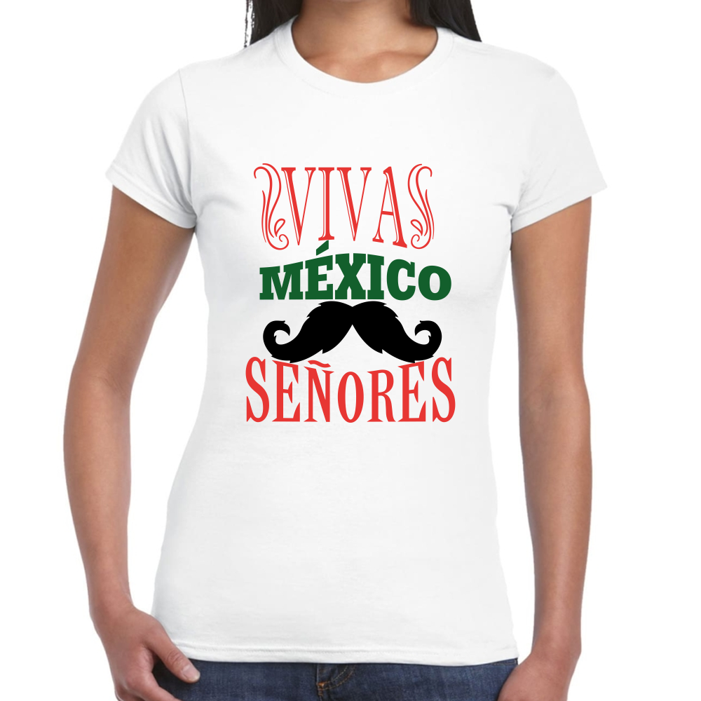 Playera Fiestas Patrias Viva Mexico Señores Algodón Premium #0001878