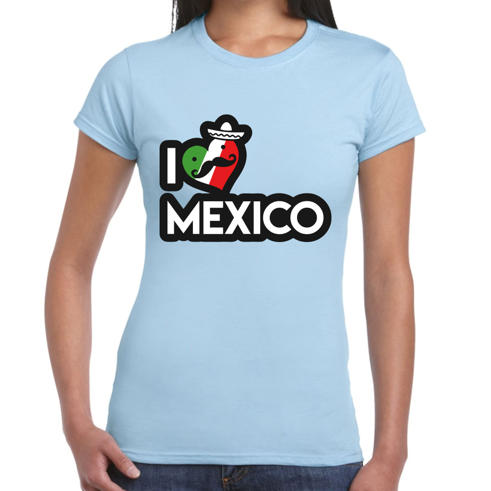 Playera Fiestas Patrias I Love México Algodón Premium #0001890