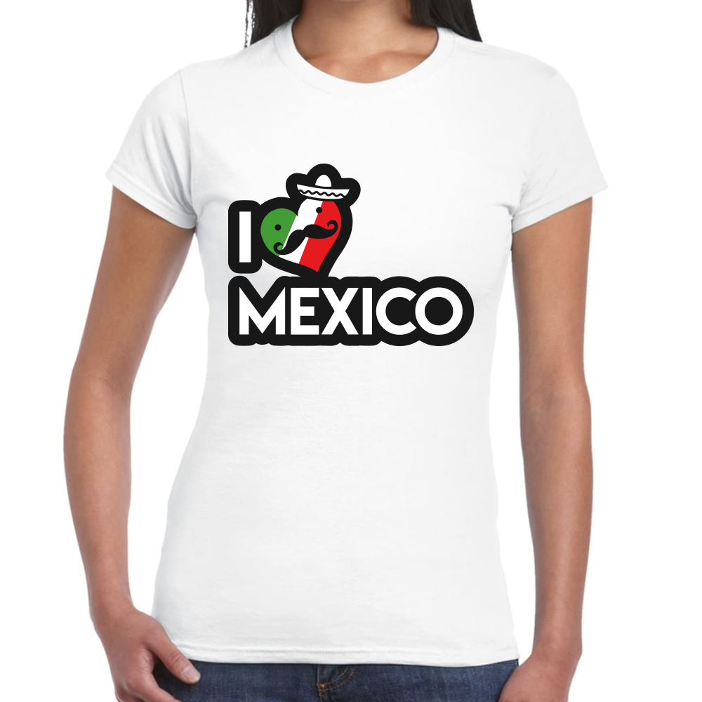 Playera Fiestas Patrias I Love México Algodón Premium #0001890
