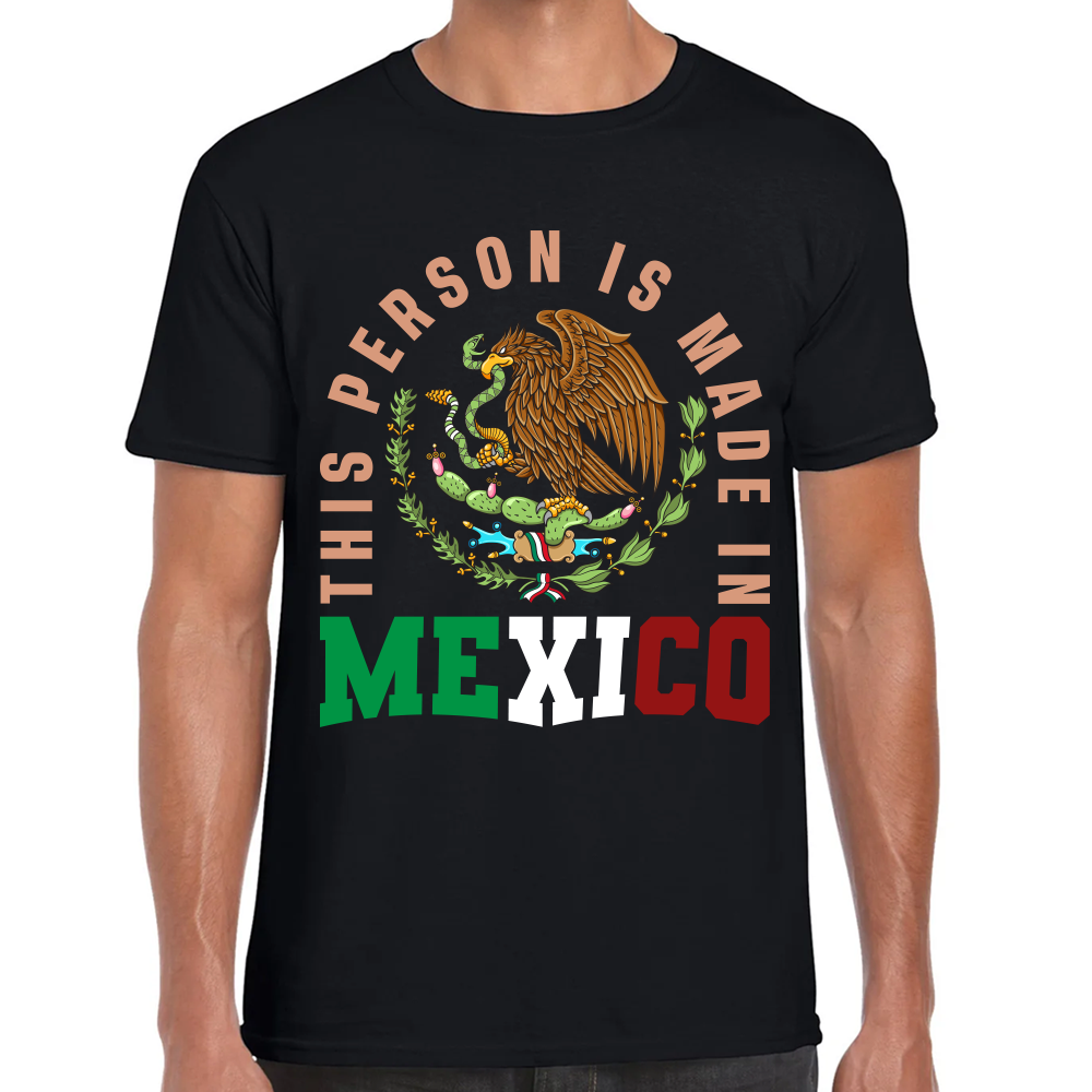 Playera Fiestas Patrias This Person is Made in México Algodón Premium #0001908 Imagen principal del producto