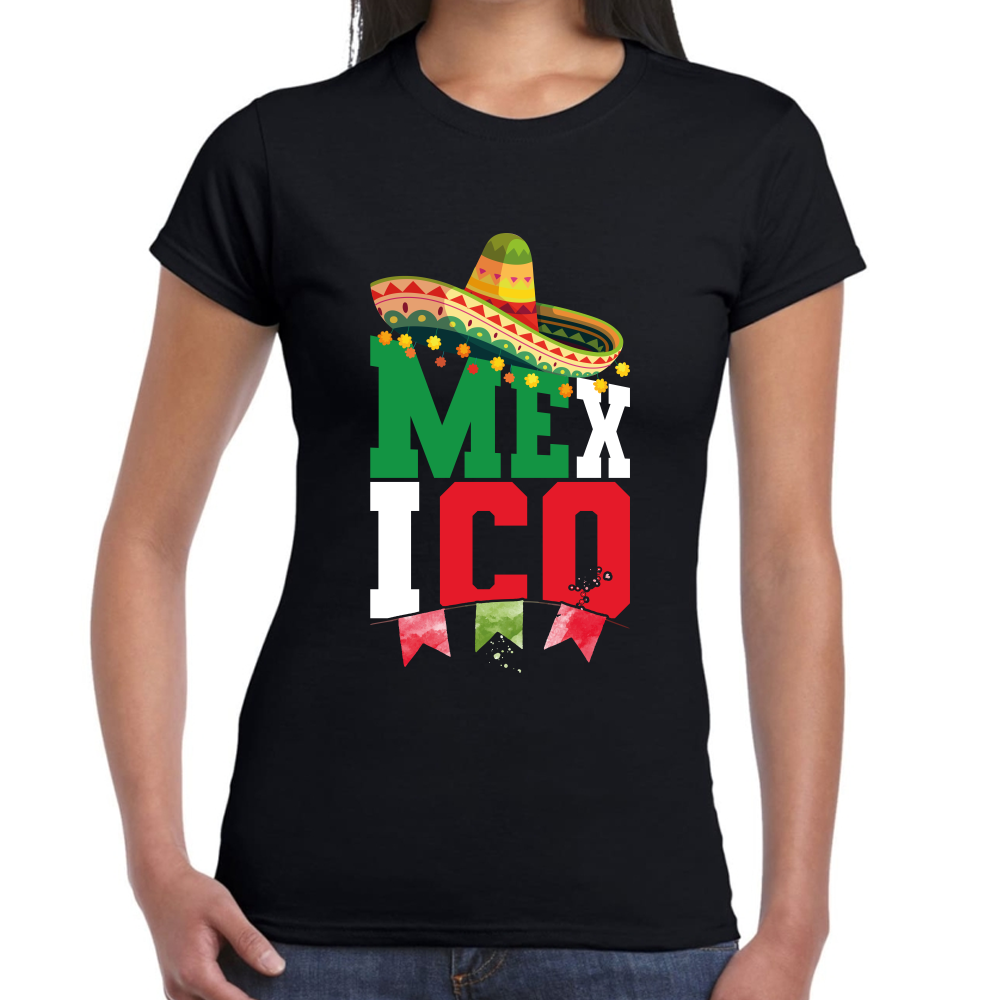 Playera Fiestas Patrias México Sombrero Charro #0001923