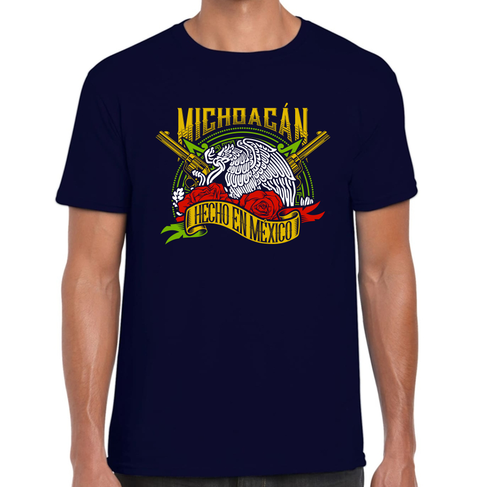 Playera Fiestas Patrias Hecho en México Edo Michoacán Algodón Premium #0001963