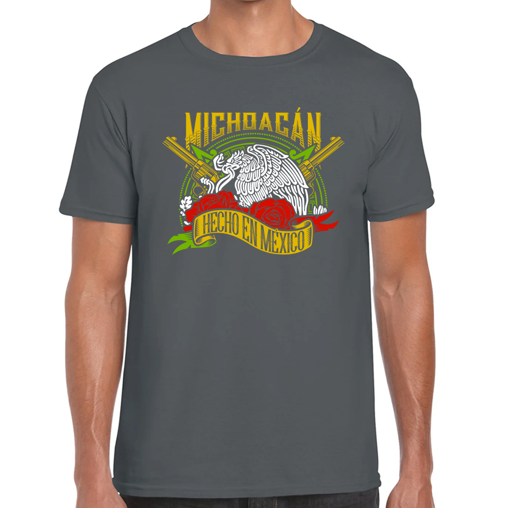 Playera Fiestas Patrias Hecho en México Edo Michoacán Algodón Premium #0001963