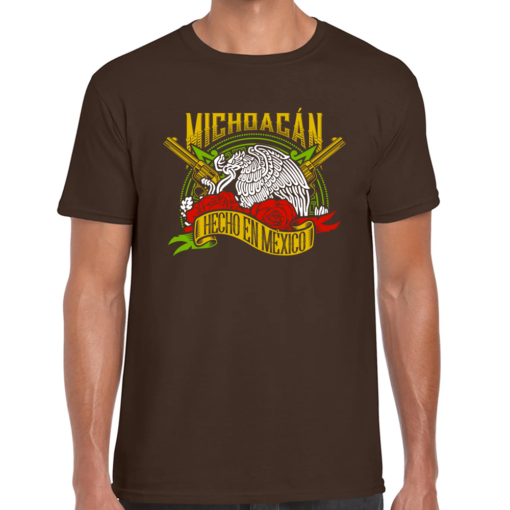 Playera Fiestas Patrias Hecho en México Edo Michoacán Algodón Premium #0001963