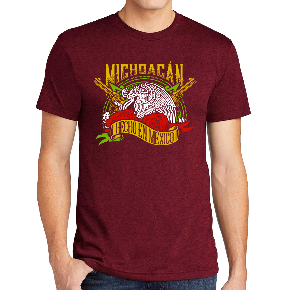 Playera Fiestas Patrias Hecho en México Edo Michoacán Algodón Premium #0001963