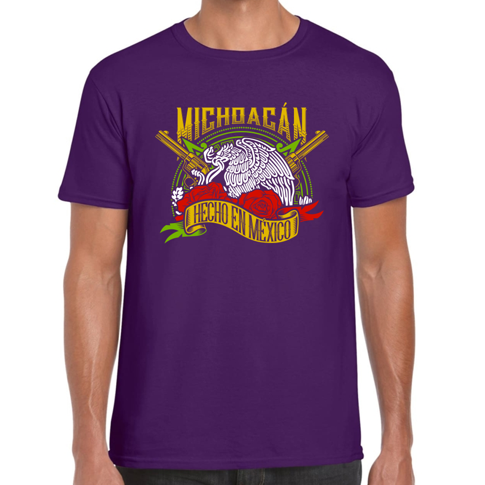 Playera Fiestas Patrias Hecho en México Edo Michoacán Algodón Premium #0001963