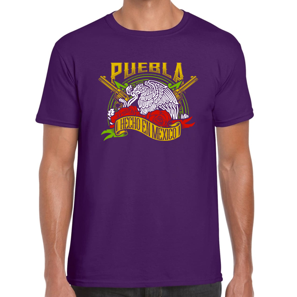 Playera Fiestas Patrias Hecho en México Edo Puebla Algodón Premium #0001990