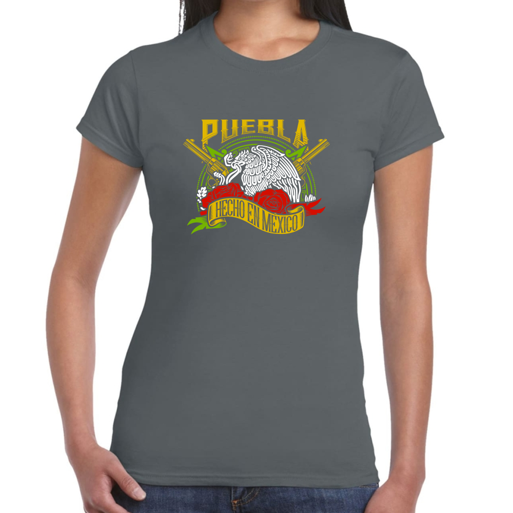 Playera Fiestas Patrias Hecho en México Edo Puebla Algodón Premium #0001990