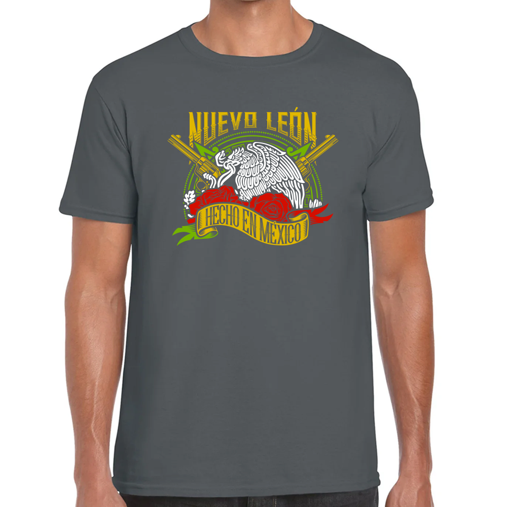 Playera Fiestas Patrias Hecho en Mexico Edo. Nuevo León Algodón Premium #0001992