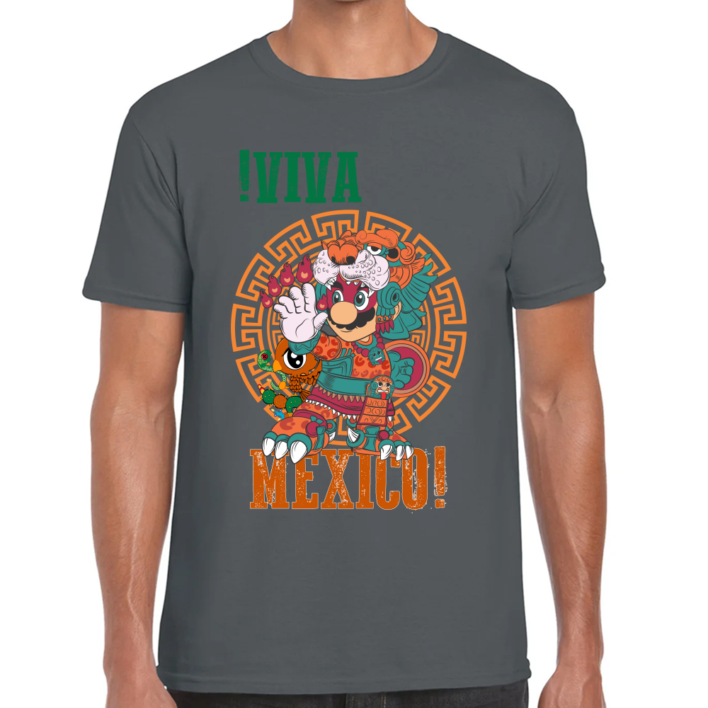 Playera Fiestas Patrias Viva México Mario Algodón Premium #0001995