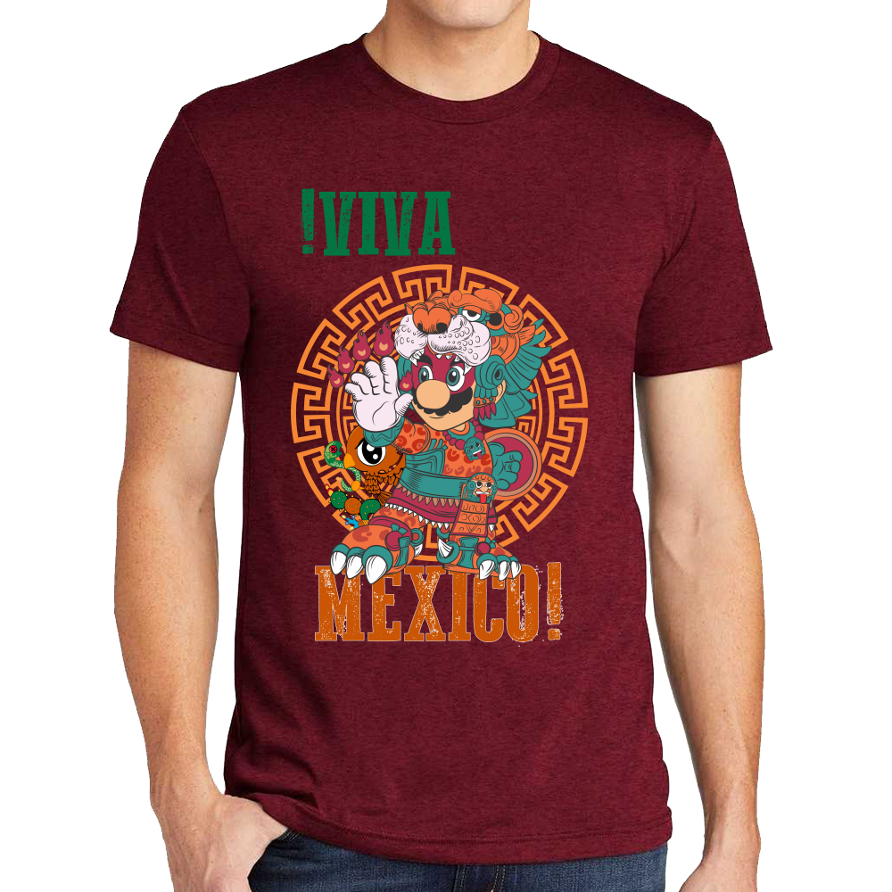 Playera Fiestas Patrias Viva México Mario Algodón Premium #0001995