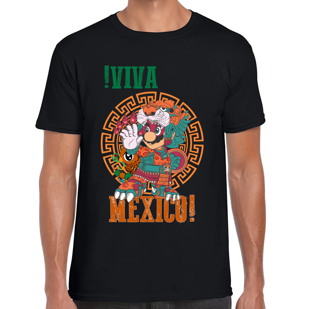 Playera Fiestas Patrias Viva México Mario Algodón Premium #0001995