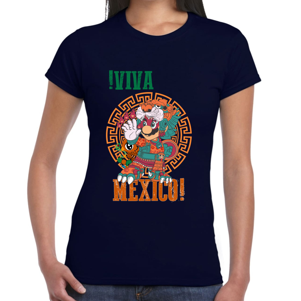 Playera Fiestas Patrias Viva México Mario Algodón Premium #0001995