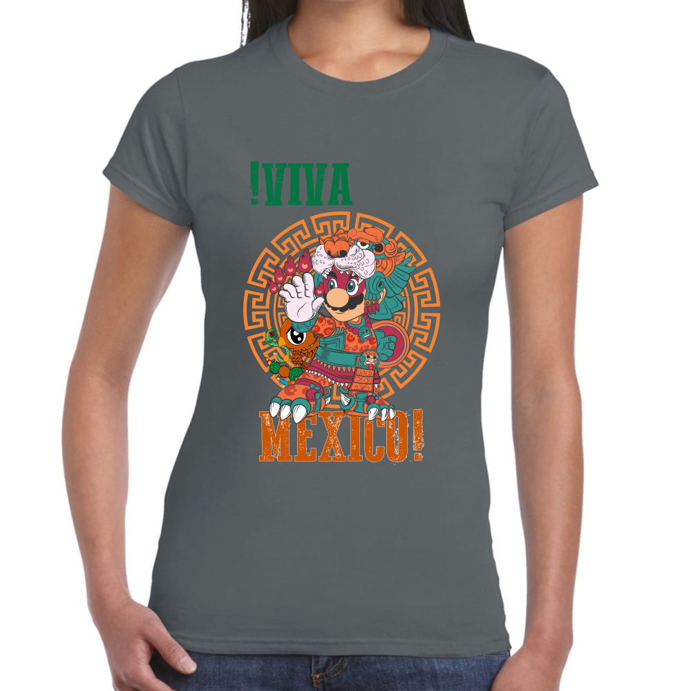Playera Fiestas Patrias Viva México Mario Algodón Premium #0001995